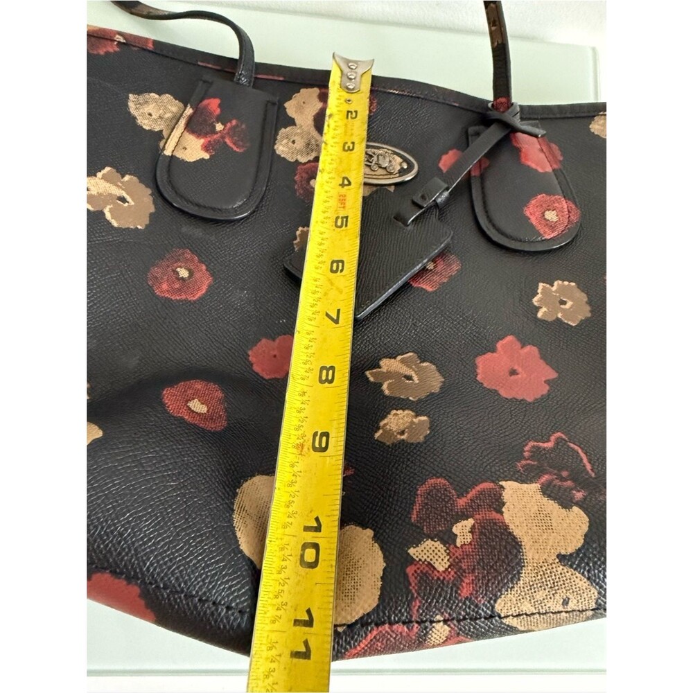 Coach Black Floral Tote with Red and Tan Bloom Print - Picture 10 of 15